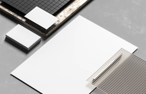 istock Corporate identity stationery mock up isolated on modern style background. Mock up for branding identity. 3D illustration 1355599656