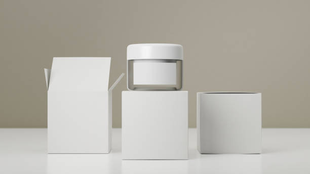 istock A minimal white jar of cream on a podium with boxes. cream container mockup. 1355602387
