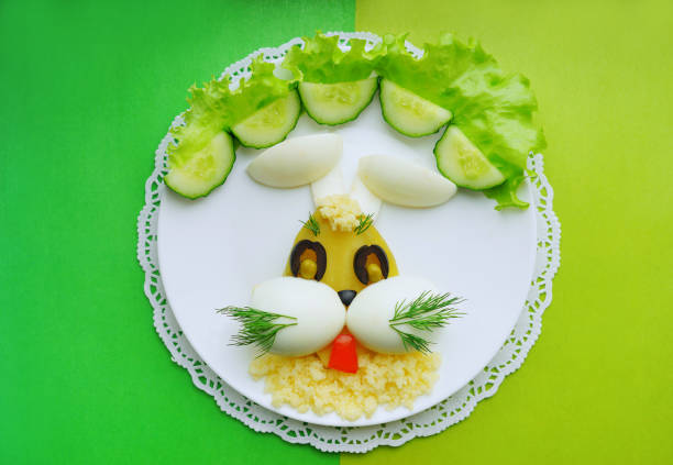 Bunny made of food. Creative idea for breakfast