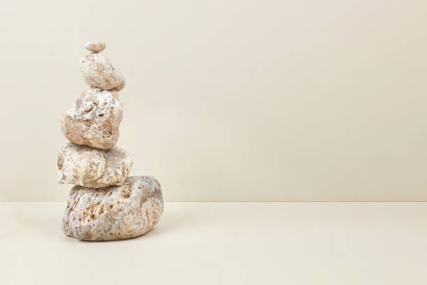 istock Nature scene with composition of beige and white stones 1355603391