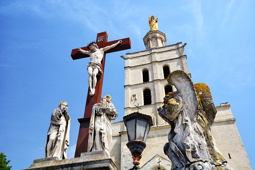 Avignon Cathedral (Notre-Dame des Doms d'Avignon) is a Roman Catholic cathedral in the Avignon, France. Composite photo