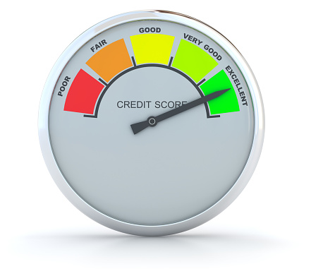 Credit Score Rating gauge. Digitally Generated Image isolated on white background