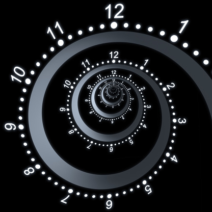Close-up of a white clock face, ten o'clock.