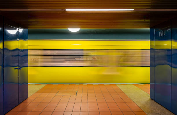 istock Blurred Motion Of Train At Subway Station 1355607455