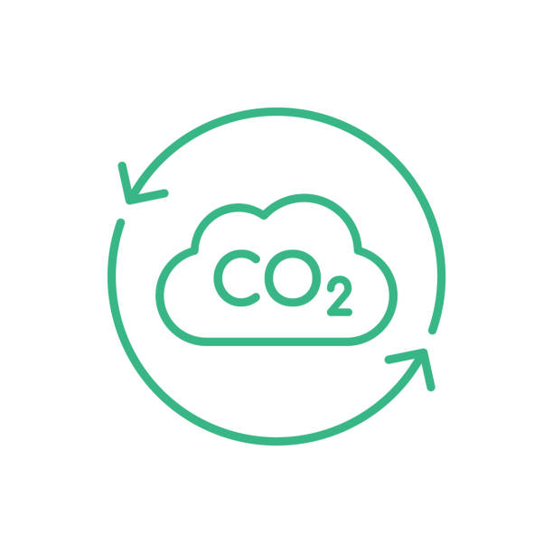 co2 chmura dwutlenku węgla wewnątrz strzałek koła. - environmental footprint stock illustrations