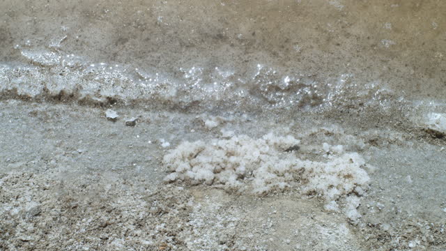 Masses of salt crystals in salt farm,Close-up