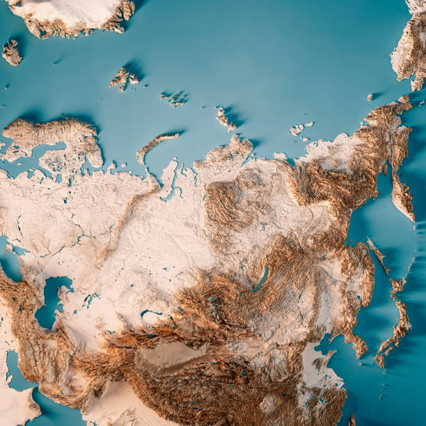 istock Russia 3D Render Topographic Map Neutral 1355610172