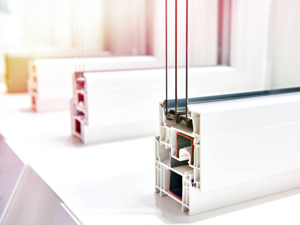 istock Sectional frame of plastic insulating glass windows 1355612797