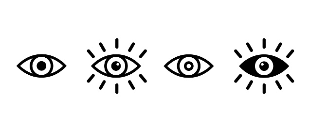 Eye vector icons set. Eyesight symbol. Retina scan eye