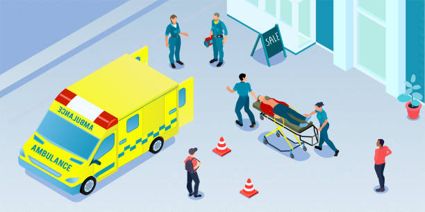 ilustrações de stock, clip art, desenhos animados e ícones de 1912.i032.011.s.m005.c13.isometric first aid illustration - emergency services car urgency isometric