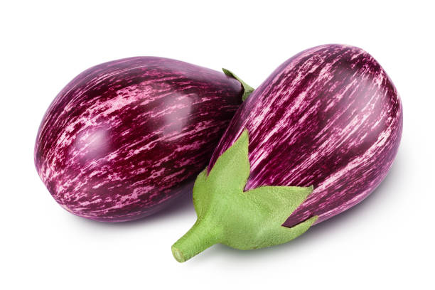istock striped eggplant graffiti isolated on white background with clipping path and full depth of field. 1355624204