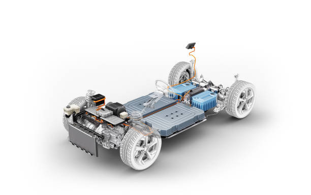 istock Electric car under carriage chassis 1355626512