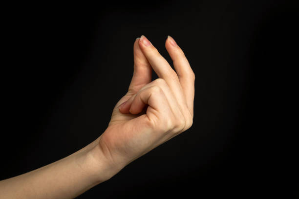 istock Hand gesture snapping fingers, easy sign and symbol on a black background 1355627150