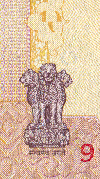istock Pillars of Ashoka Pattern Design on Indian Banknote 1355637582