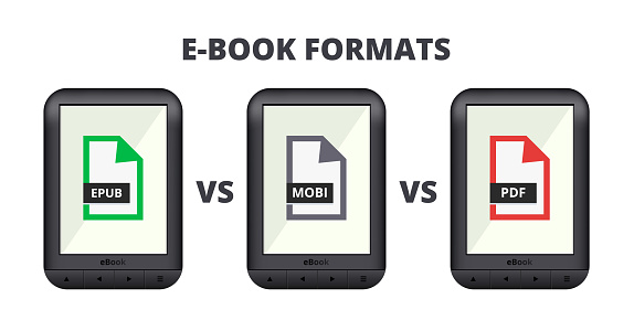 Format Ebook Digital Vector Illustration Of Ebook Ebook Or E Book Reader With A Comparison ...