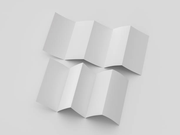 istock Vertical pages accordion or zigzag fold brochure mock up on white background. Five panels, ten pages leaflet 1355640327