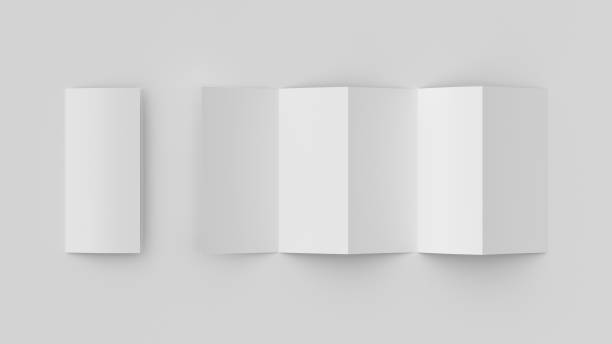 istock Vertical pages accordion or zigzag fold brochure mock up on white background. Five panels, ten pages leaflet 1355640648