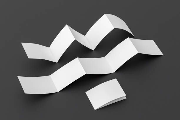 istock Horizontal pages accordion or zigzag fold brochure mock up on black background. Five panels, ten pages leaflet 1355641465