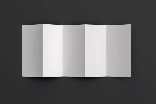 istock Vertical pages accordion or zigzag fold brochure mock up on black background. Five panels, ten pages leaflet 1355641565