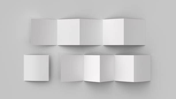 istock Square pages accordion or zigzag fold brochure mock up on white background. Five panels, ten pages leaflet 1355642116