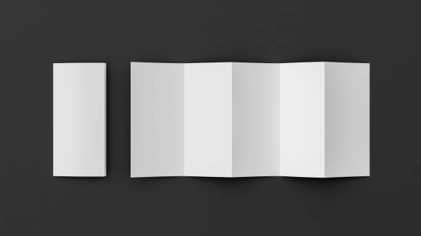 istock Vertical pages accordion or zigzag fold brochure mock up on black background. Five panels, ten pages leaflet 1355642140