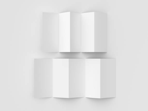 istock Vertical pages accordion or zigzag fold brochure mock up on white background. Five panels, ten pages leaflet 1355643812