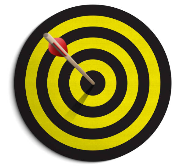 istock Dartboard and arrow on white background 1355643844