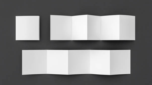 istock Square pages accordion or zigzag fold brochure mock up on black background. Five panels, ten pages leaflet 1355643911
