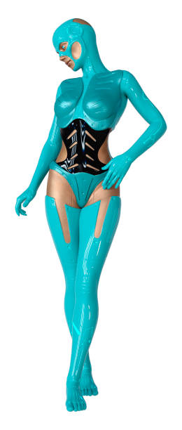 istock 3D illustration female robot on white 1355644027