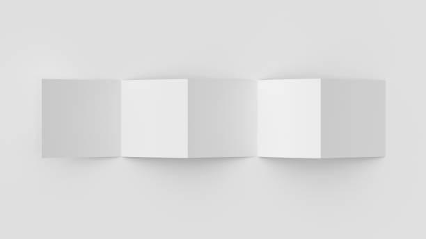 istock Square pages accordion or zigzag fold brochure mock up on white background. Five panels, ten pages leaflet 1355644069