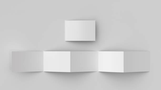 istock Horizontal pages accordion or zigzag fold brochure mock up on white background. Five panels, ten pages leaflet 1355644126