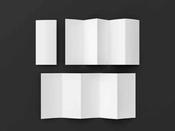 istock Vertical pages accordion or zigzag fold brochure mock up on black background. Five panels, ten pages leaflet 1355644187