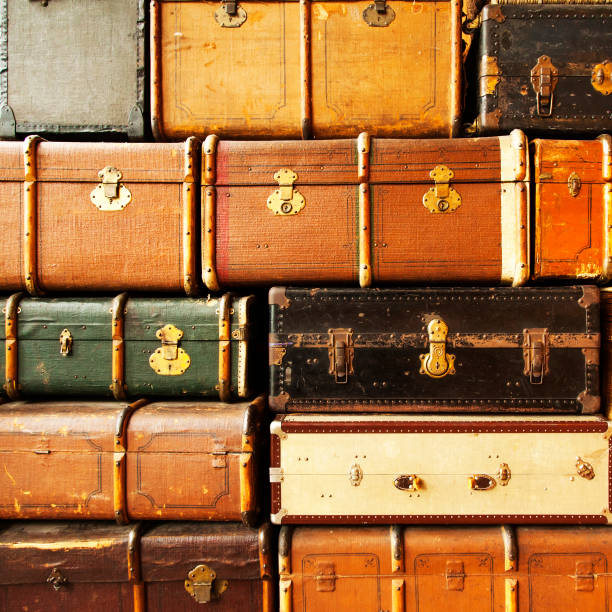 istock Antique leather suitcases, abstract background 1355644190