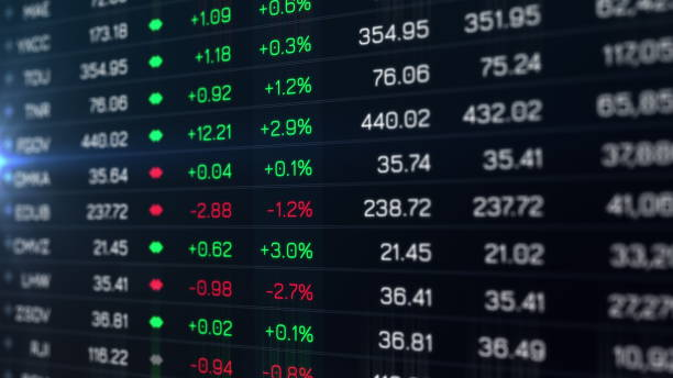 Stock market Exchanges Volume Leaders Digital Tableau interface background stock photo