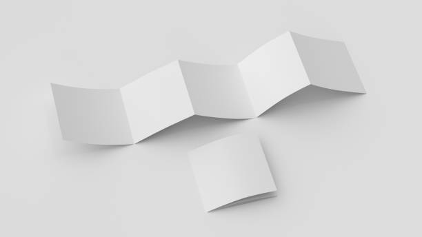 istock Square pages accordion or zigzag fold brochure mock up on white background. Five panels, ten pages leaflet 1355644332