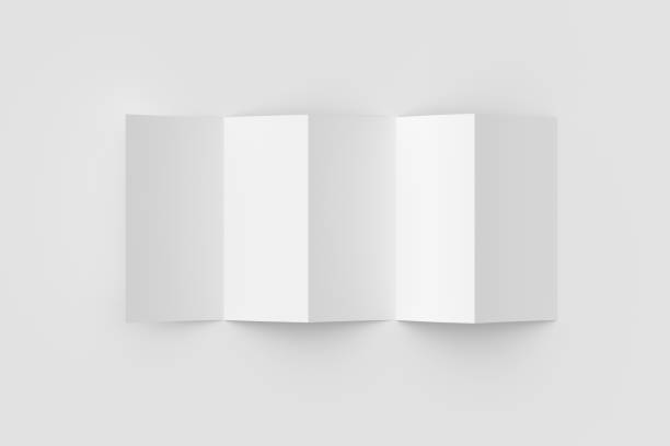 istock Vertical pages accordion or zigzag fold brochure mock up on white background. Five panels, ten pages leaflet 1355644995