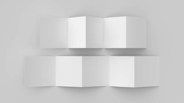 istock Square pages accordion or zigzag fold brochure mock up on white background. Five panels, ten pages leaflet 1355645194
