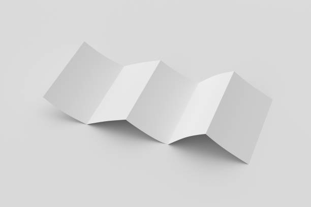 istock Vertical pages accordion or zigzag fold brochure mock up on white background. Five panels, ten pages leaflet 1355645349