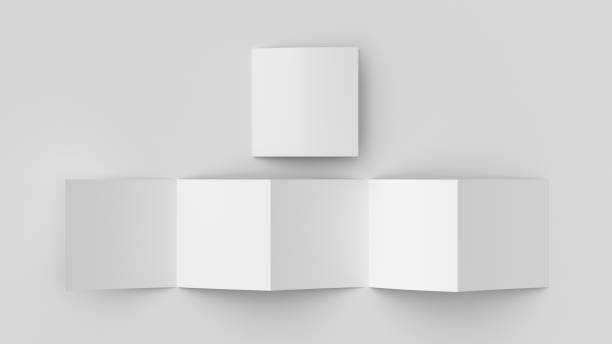 istock Square pages accordion or zigzag fold brochure mock up on white background. Five panels, ten pages leaflet 1355645382