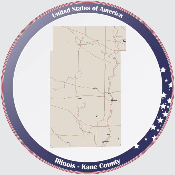 map of kane county in illinois - kane 幅插畫檔、美工圖案、卡通及圖標