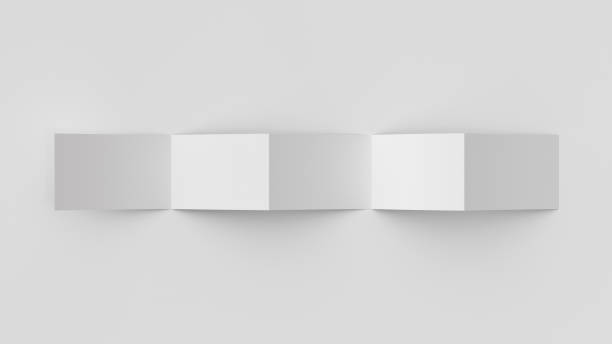 istock Horizontal pages accordion or zigzag fold brochure mock up on white background. Five panels, ten pages leaflet 1355647411
