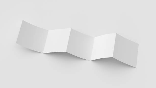 istock Square pages accordion or zigzag fold brochure mock up on white background. Five panels, ten pages leaflet 1355647640