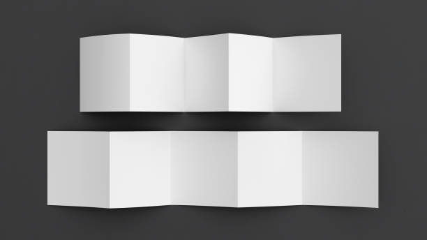 istock Square pages accordion or zigzag fold brochure mock up on black background. Five panels, ten pages leaflet 1355647685