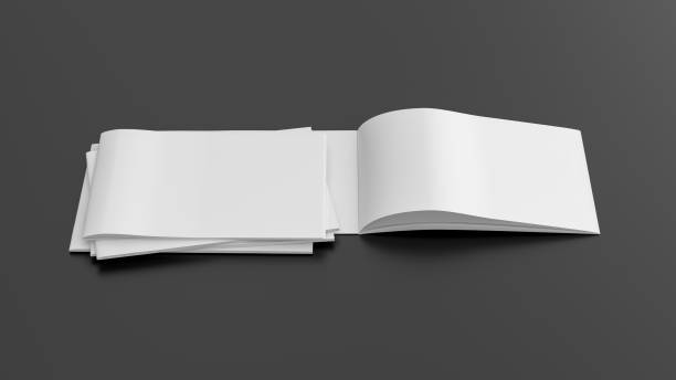 istock Horizontal brochure or booklet mock up on black background. 1355647875