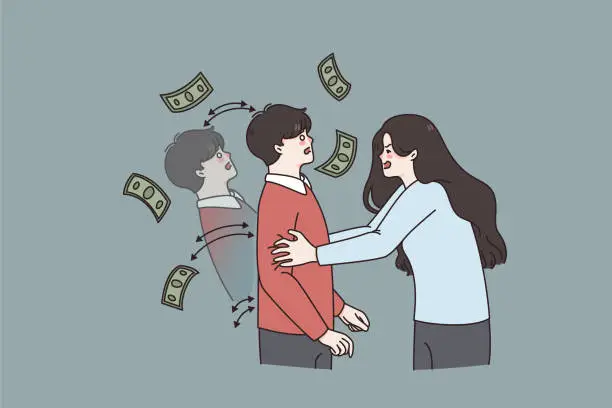 Vector illustration of Financial addiction and money concept