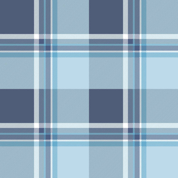 Seamless plaid pattern in dusty navy, light blue and white. All over classic fabric print. preppy fashion stock illustrations