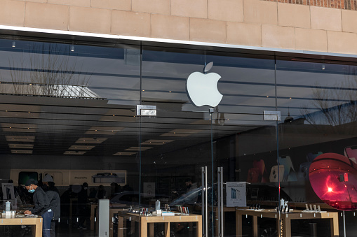 Beavercreek - Circa November 2021: Apple Store Retail Mall Location. Apple sells and services iPhones, iPads, iMacs and Macintosh computers.