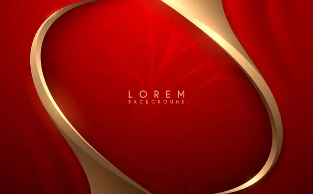 Vector illustration of Abstract red and gold luxury background