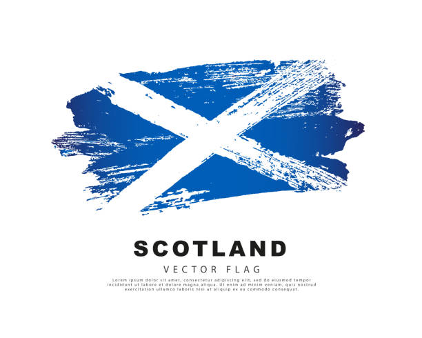 Scotland flag. Hand drawn blue and white brush strokes. Vector illustration isolated on white background. Scotland flag. Hand drawn blue and white brush strokes. Vector illustration isolated on white background. Scottish flag colorful logo. scottish flag stock illustrations