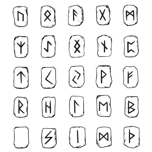 Hand drawn scketch of rune stones Hand drawn scketch of rune stones runes stock illustrations